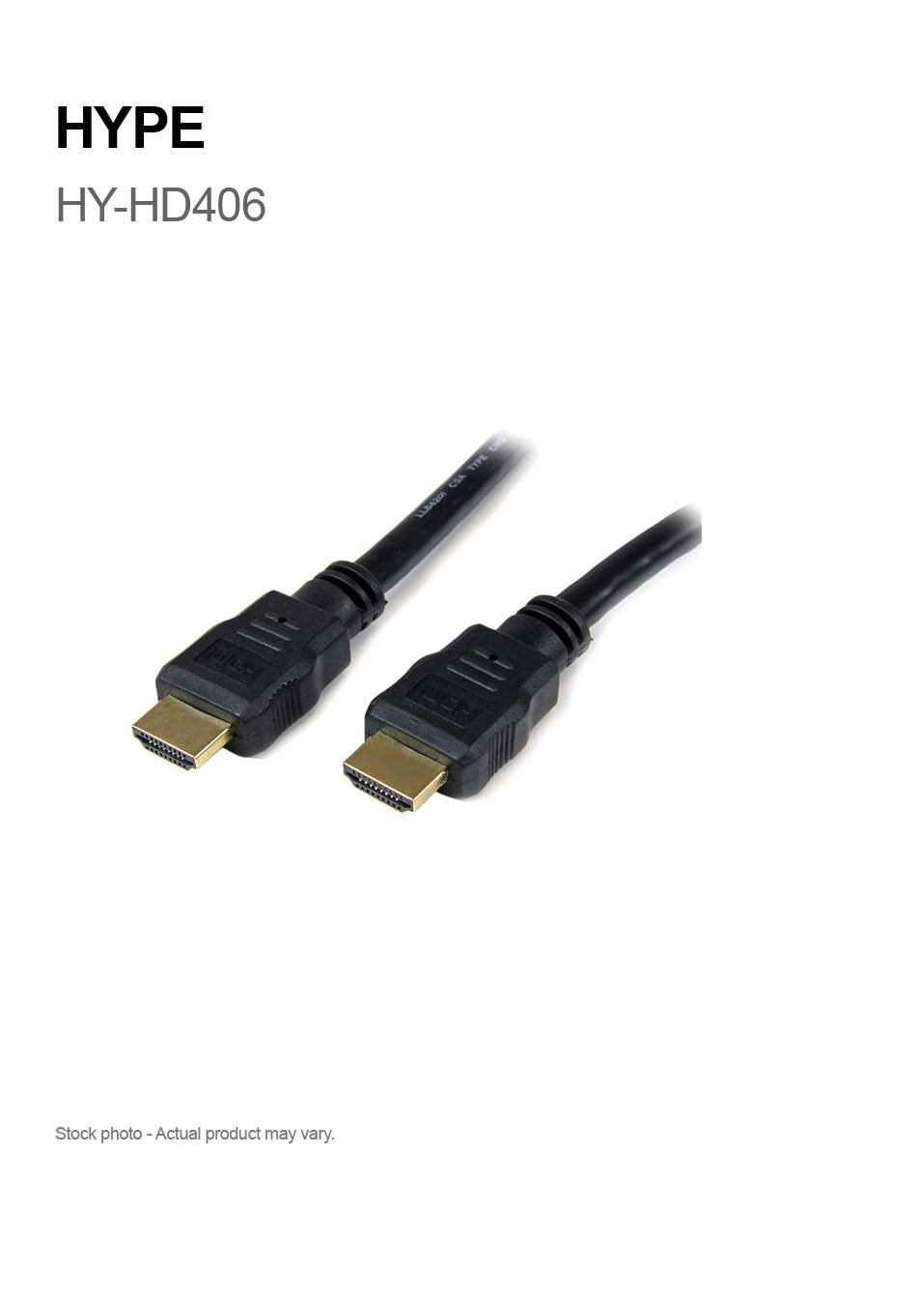 HYPE HY-HD406-G 6 ft. HDMI to HDMI M/M