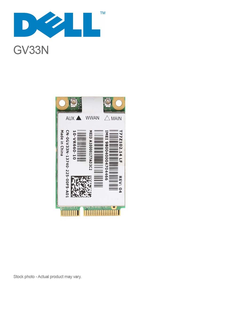 DELL GV33N Mini PCIe T77z102.14 LF Wireless WWAN Card